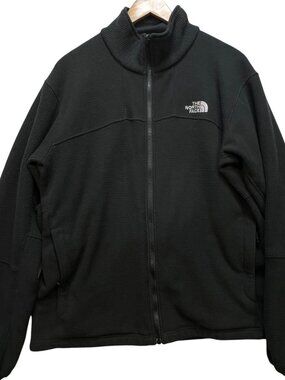 The North Face Men's Full Zip Fleece Jacket Long Sleeve Size L Black Pockets